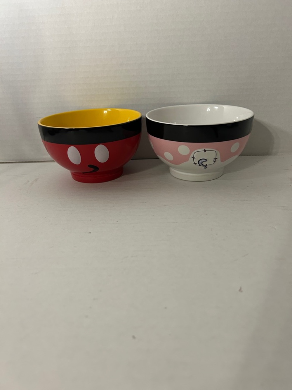 Disney Mickey & Minnie Ceramic Bowls - Red, Yellow & Pink - Picture 2 of 3